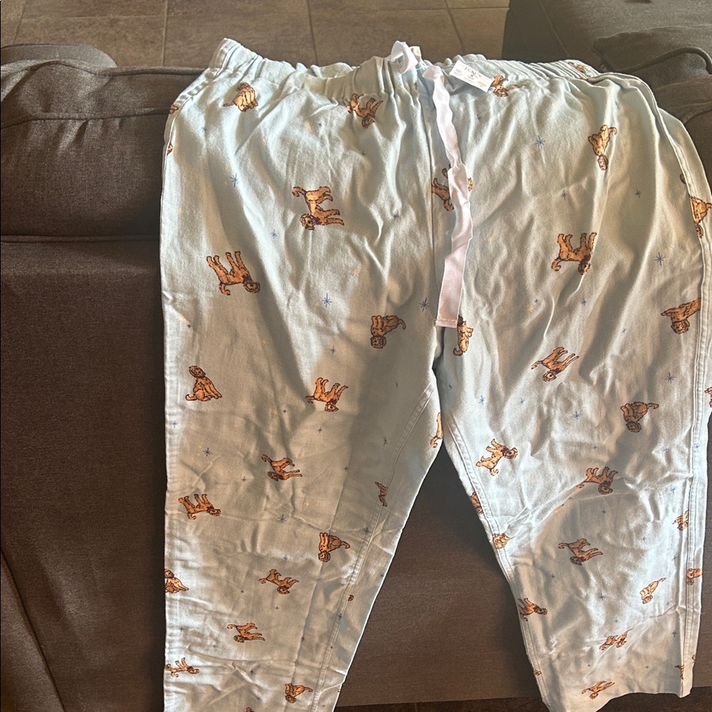 NWT J. Crew White Pajama Pants with Dog Print